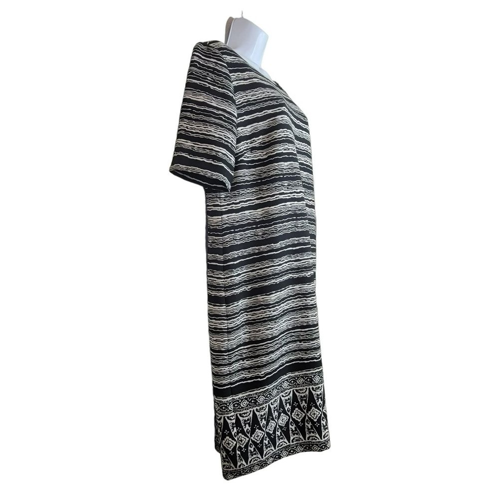 Preston & York Women's 16 Dress, Black & White Striped w/Geometric Print EUC - Picture 4 of 10